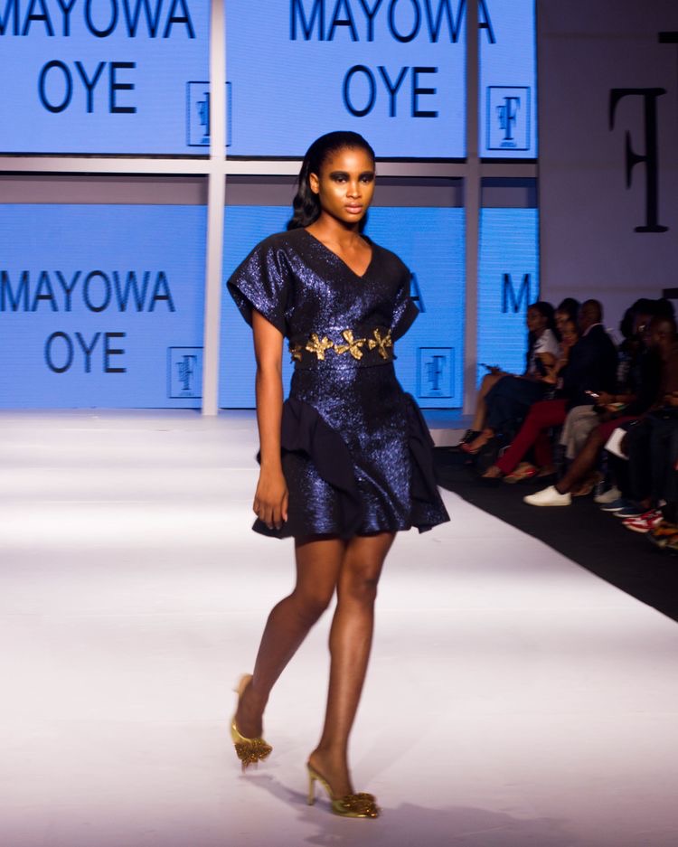 Navy blue kimono dress with ruffles