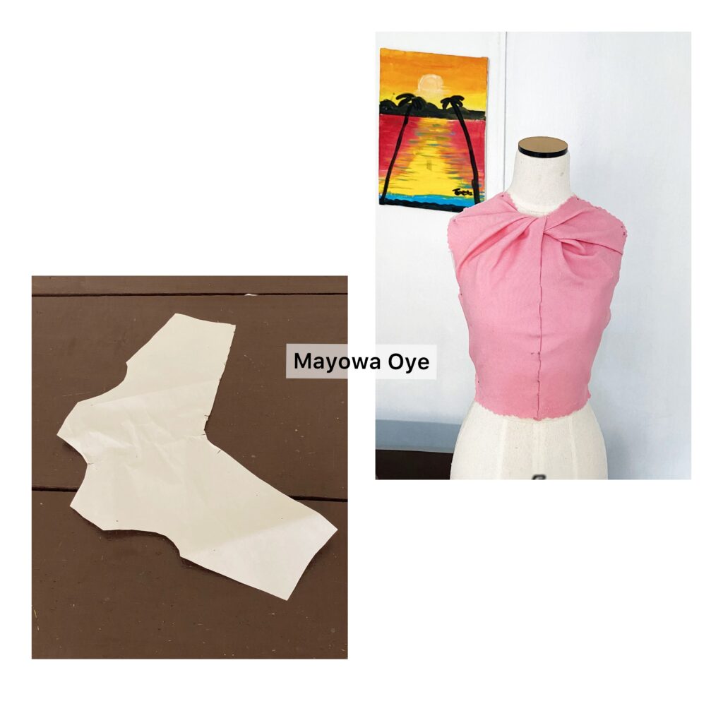 A tie knot neckline blouse