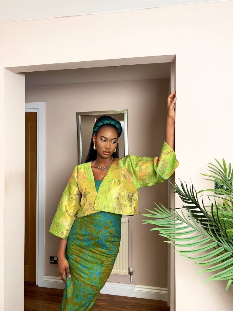 Two piece statement dress and jacket set