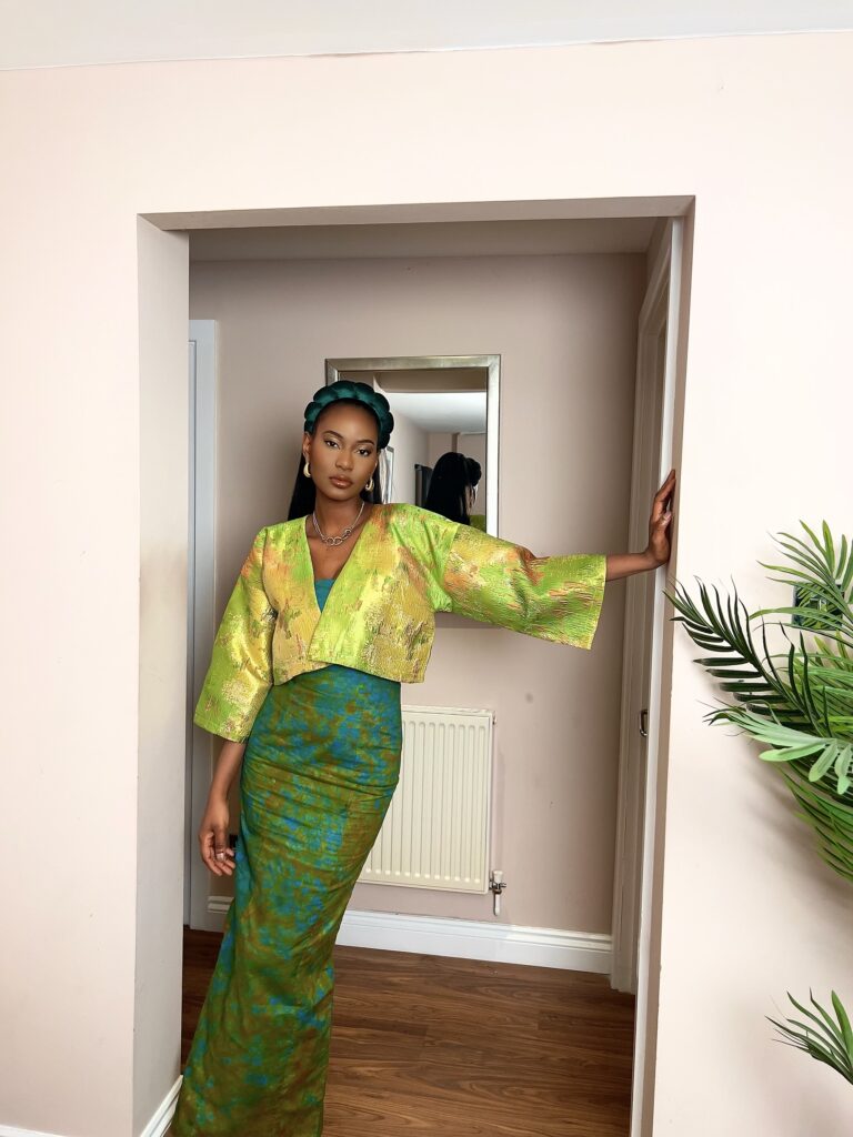 Two piece statement dress and jacket set